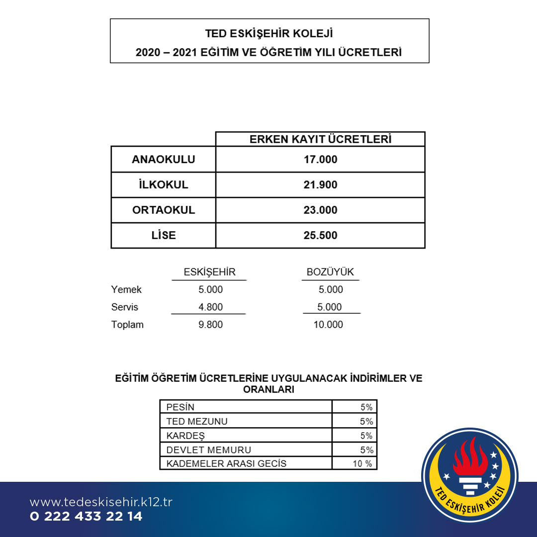2019-2020 Eğitim Öğretim Yılı Fiyat Tablosu 2019-2020 Eğitim Öğretim Yılı Fiyat Tablosu